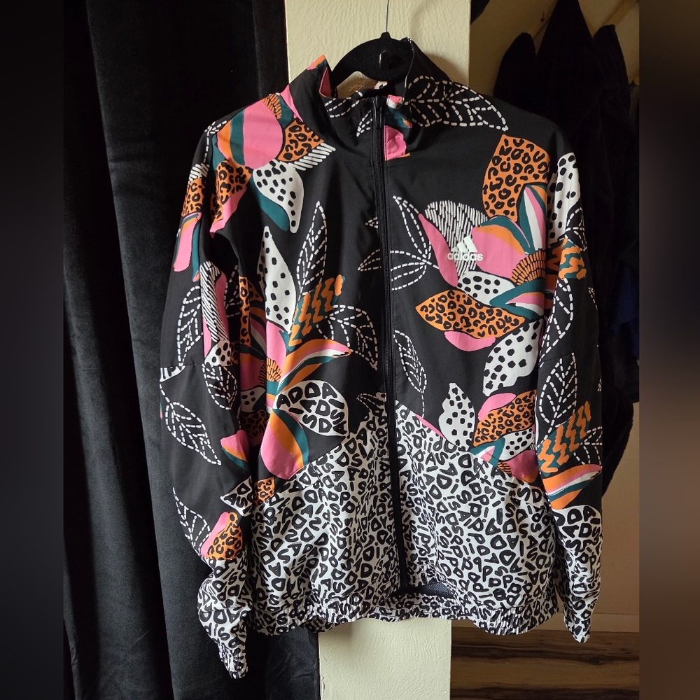 Adidas x FARM Rio printed lightweight windbreaker jacket